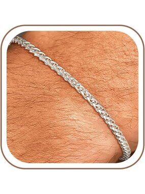 Stylish 925 Sterling Silver Wheat Chain Bracelet for Men - Diamond Cut Gift Idea